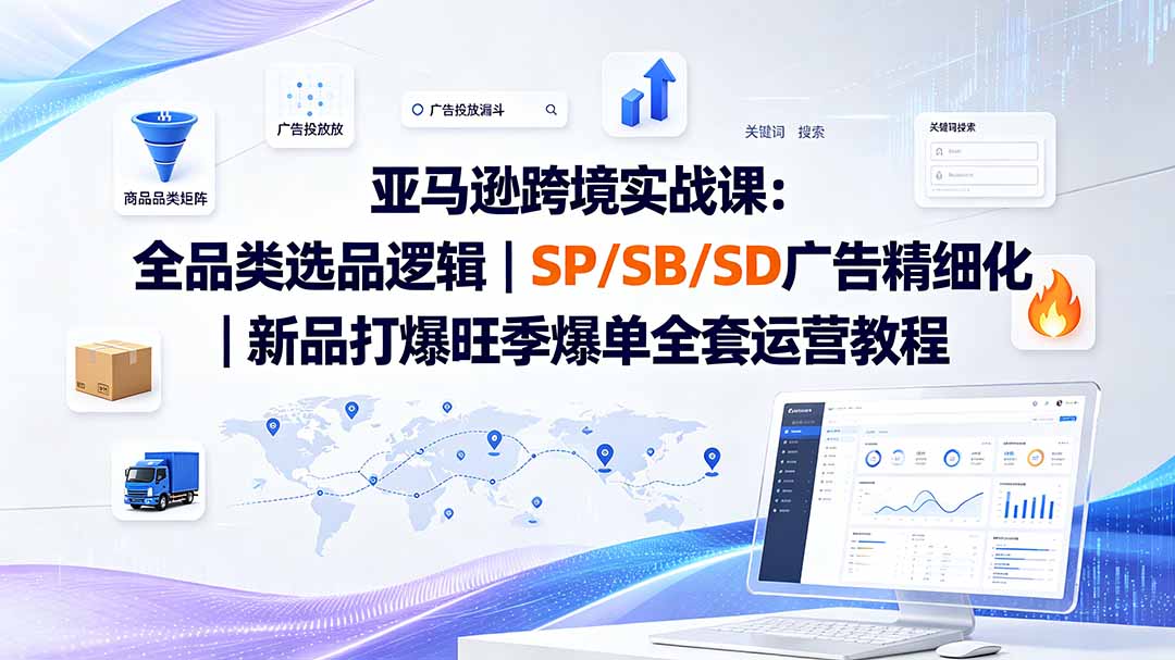亚马逊跨境实战课-更新：全品类选品逻辑｜SP/SB/SD广告精细化｜新品打爆旺季爆单全套运营教程-福创网