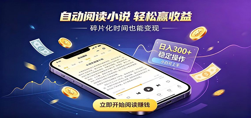 挂机看小说，全程自动运行不费精力，每日稳定赚三百-福创网