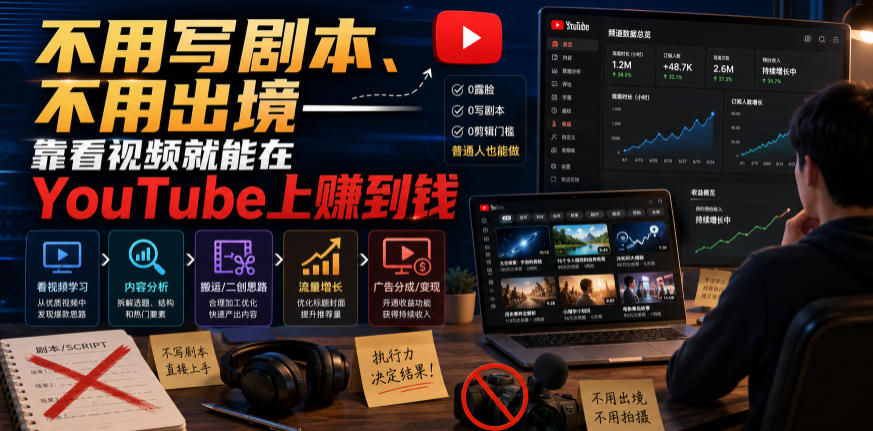 不用写剧本、不用出境——靠看视频就能在YouTube上賺到钱【原创双语字幕】-福创网