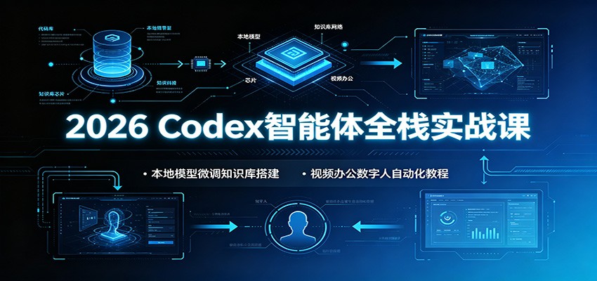 2026 Codex智能体全栈实战课：本地模型微调知识库搭建，视频办公数字人自动化教程-福创网