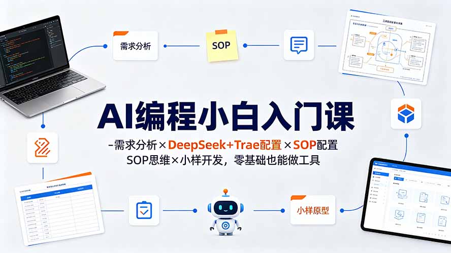 AI编程小白入门课-需求分析×DeepSeek+Trae配置×SOP思维×小样开发，零基础也能做工具-福创网
