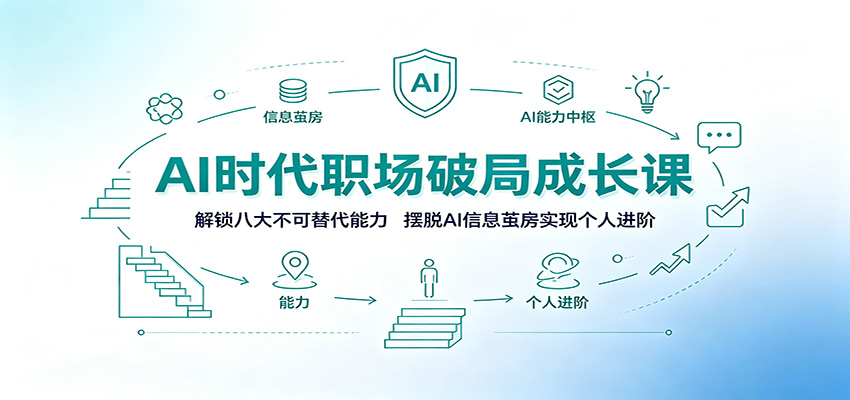 AI时代职场破局成长课：解锁八大不可替代能力，摆脱AI信息茧房实现个人进阶-福创网