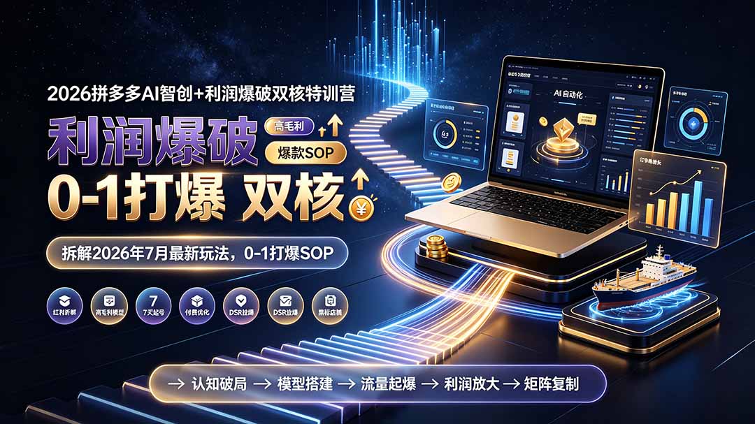 2026拼多多AI智创+利润爆破双核特训营-更新：拆解2026年7月最新玩法，0-1打爆SOP-福创网