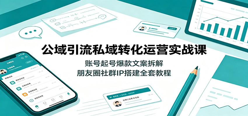 公域引流私域转化运营实战课：账号起号爆款文案拆解，朋友圈社群IP搭建全套教程-福创网