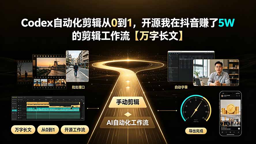 Codex自动化剪辑从0到1，开源我在抖音赚了5W 的剪辑工作流【万字长文】-福创网