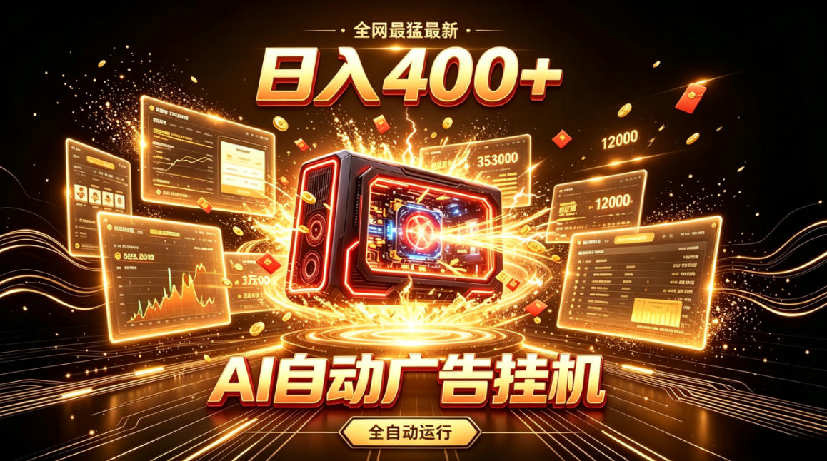 全网最猛最新的AI自动广告挂G，狠收益日入400+，真正做到躺賺式变现【揭秘】-福创网