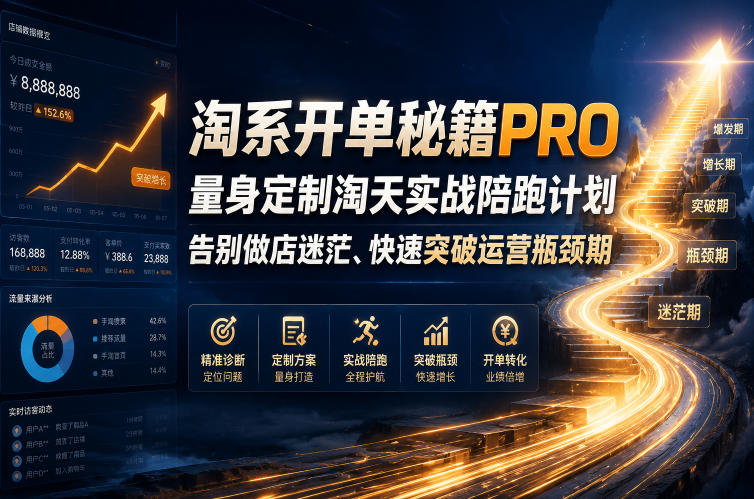 淘系开单秘籍PRO，量身定制淘天实战陪跑计划，告别做店迷茫、快速突破运营瓶颈期(更新20260728)-福创网