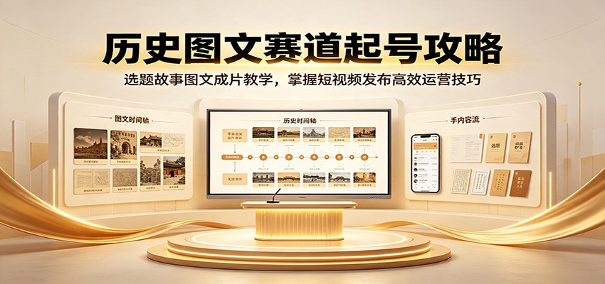 历史图文赛道起号攻略：选题故事图文成片教学，掌握短视频发布高效运营技巧-福创网