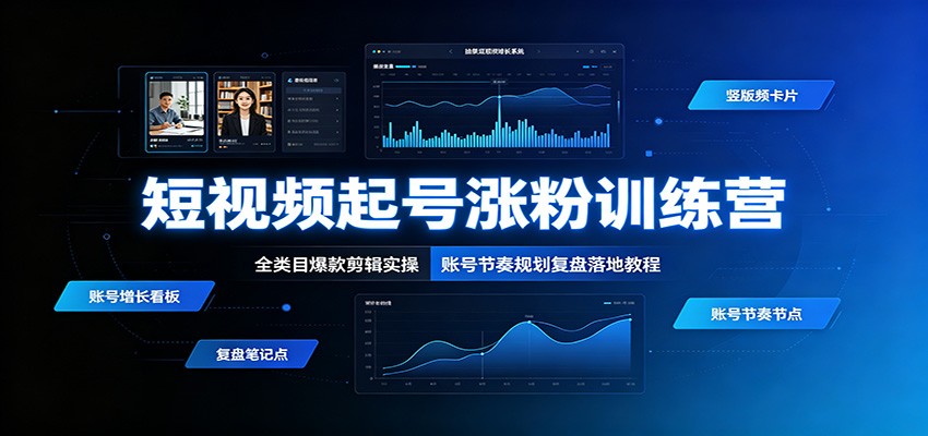短视频起号涨粉训练营：全类目爆款剪辑实操，账号节奏规划复盘落地教程-福创网