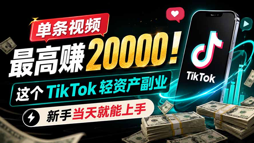 单条视频最高赚 20000！这个 TikTok 轻资产副业，新手当天就能上手-福创网