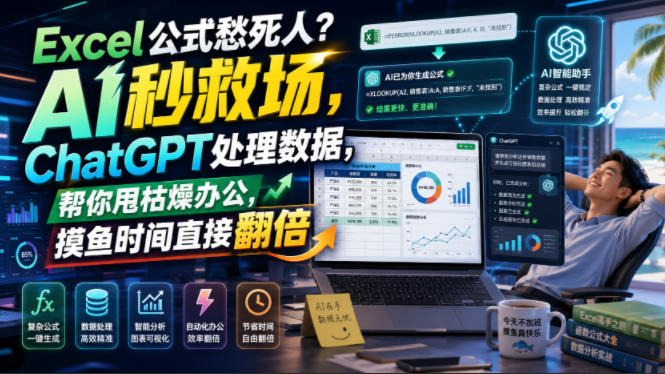 Excel公式愁死人？AI秒救场，ChatGPT处理数据，帮你甩枯燥办公，摸鱼时间直接翻倍【原创双语字幕】-福创网