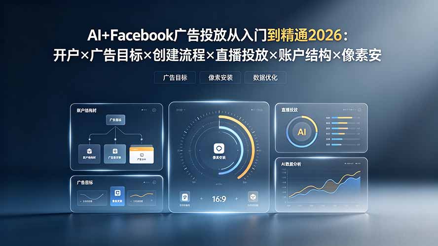AI+Facebook广告投放从入门到精通2026：开户×广告目标×创建流程×直播投放×账户结构×像素安装×AI赋能-福创网