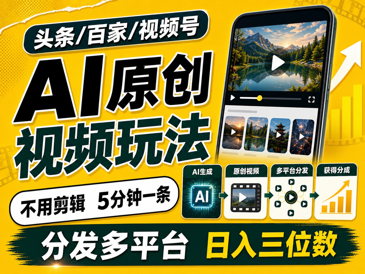 2026头条百家号升级玩法 5分钟一条原创视频 发多平台赚收-福创网
