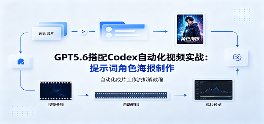 GPT5.6搭配Codex自动化视频实战：提示词角色海报制作，自动化成片工作流拆解教程-福创网