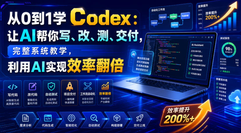 从0到1学Codex：让AI帮你写、改、测、交付，完整系统教学，利用AI实现效率翻倍-福创网