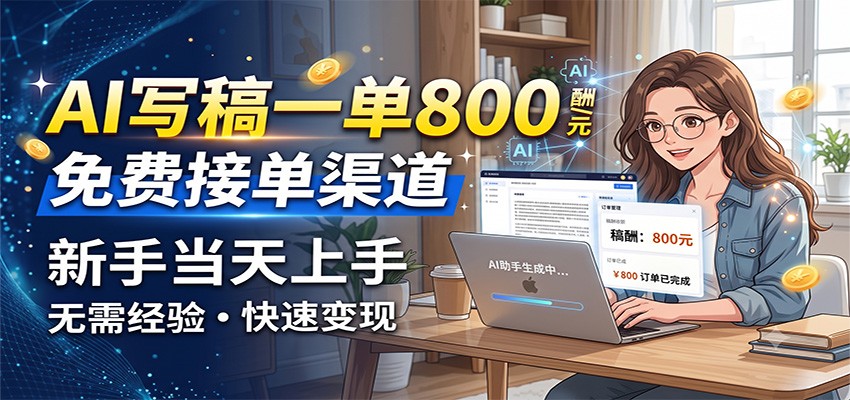 AI写稿一单800，免费接单渠道，一单一结几十到上千，新手当天上手-福创网
