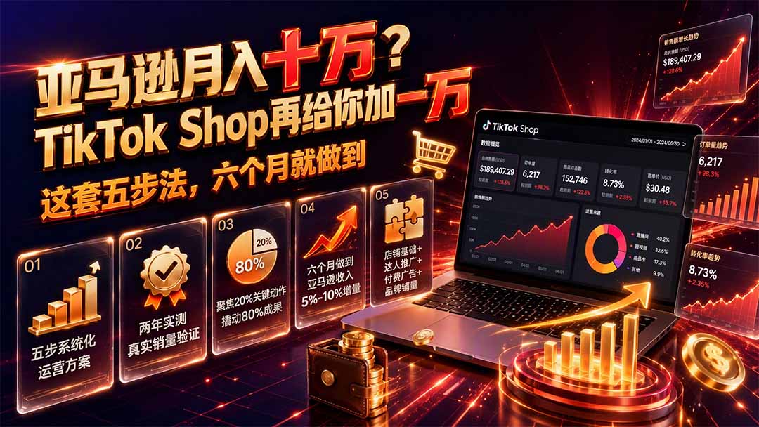 亚马逊月入十万？TikTok Shop再给你加一万——这套五步法，六个月就做到【原创双语字幕】-福创网