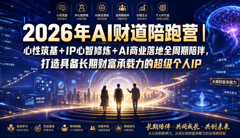 2026年AI财道陪跑营｜心性筑基+IP心智修炼+AI商业落地全周期陪伴，打造具备长期财富承载力的超级个人IP-福创网
