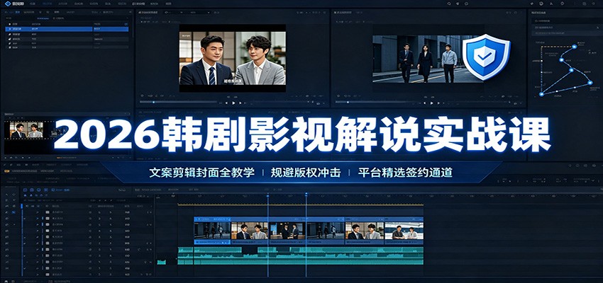 2026韩剧影视解说实战课：文案剪辑封面全教学，规避版权冲击平台精选签约通道-福创网