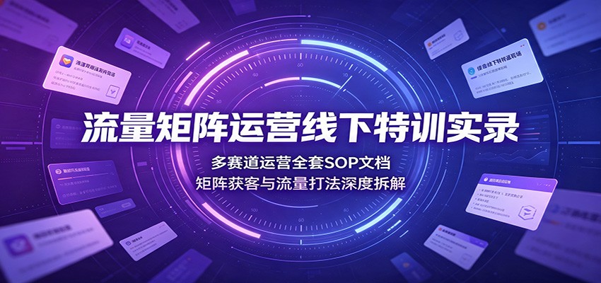 流量矩阵运营线下特训实录：多赛道运营全套SOP文档，矩阵获客与流量打法深度拆解-福创网