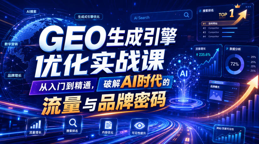 GEO生成引擎优化实战课，从入门到精通，破解AI时代的流量与品牌密码-福创网