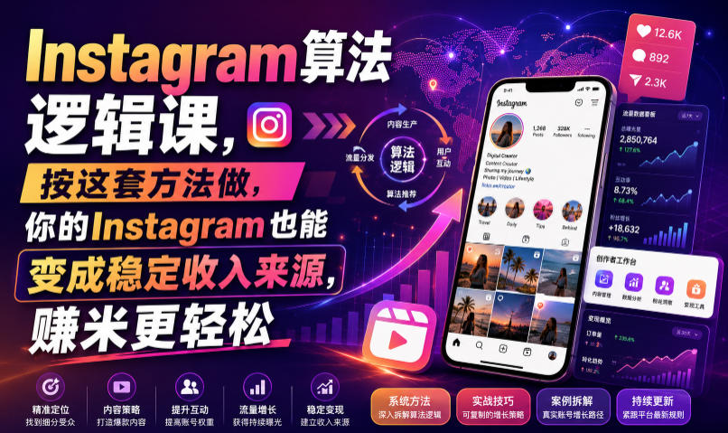 Instagram算法逻辑课，按这套方法做，你的Instagram也能变成稳定收入来源，賺米更轻松【原创双语字幕】-福创网