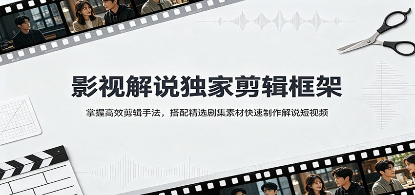 影视解说独家剪辑框架：掌握高效剪辑手法，搭配精选剧集素材快速制作解说短视频-福创网