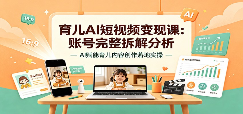育儿AI短视频变现课：账号完整拆解分析，AI赋能育儿内容创作落地实操-福创网
