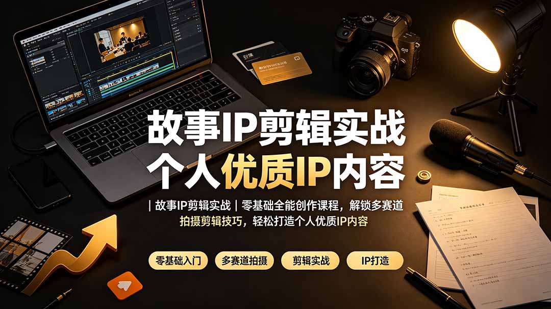 故事IP剪辑实战｜零基础全能创作课程，解锁多赛道拍摄剪辑技巧，轻松打造个人优质IP内容-福创网