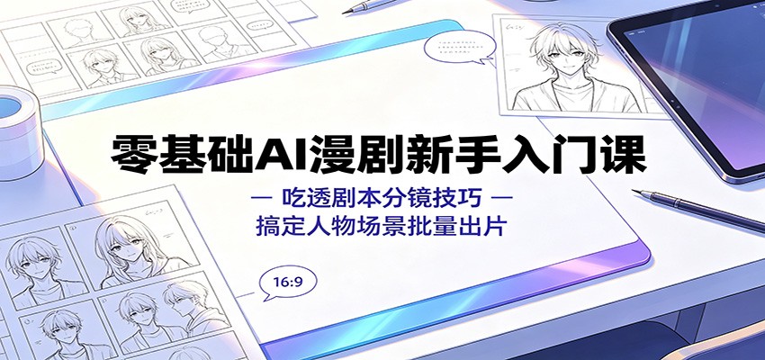 零基础AI漫剧新手入门课：吃透剧本分镜技巧，搞定人物场景批量出片-福创网
