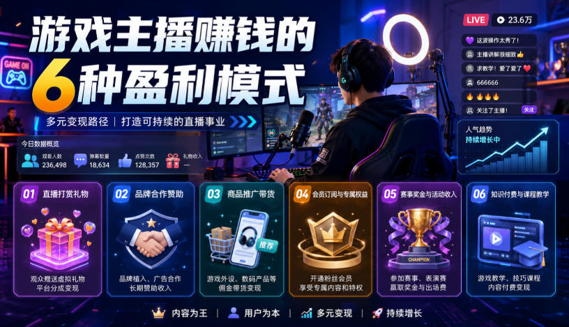 付费文章:游戏主播賺钱的6种盈利模式-福创网