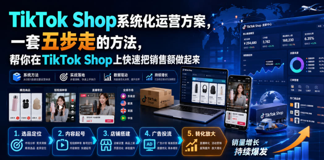TikTok Shop系统化运营方案，一套五步走的方法，帮你在TikTok Shop上快速把销售额做起来【原创双语字幕】-福创网