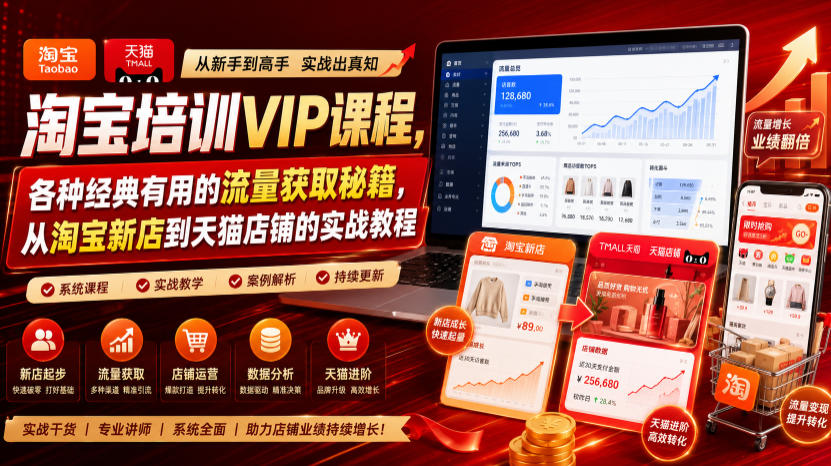 淘宝培训VIP课程，各种经典有用的流量获取秘籍，从淘宝新店到天猫店铺的实战教程(更新7月29日)-福创网