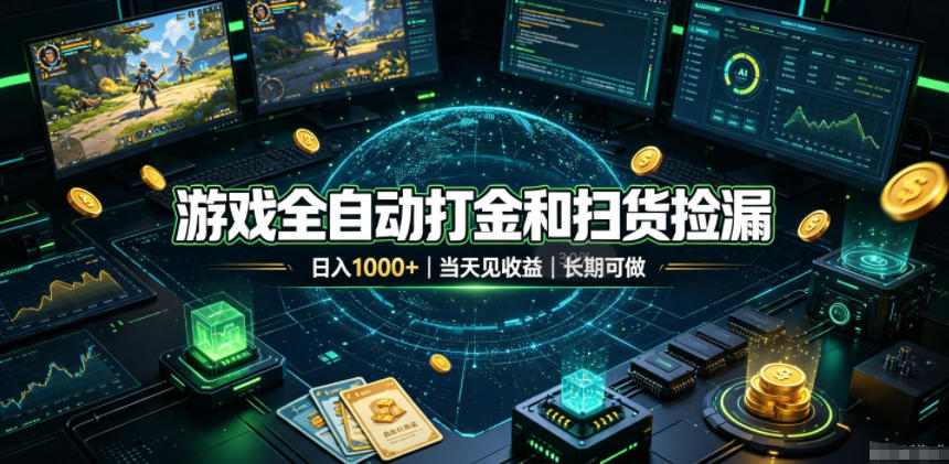 游戏全自动打金和扫货捡漏，日入1k+，当天见收益，长期可做！【揭秘】-福创网