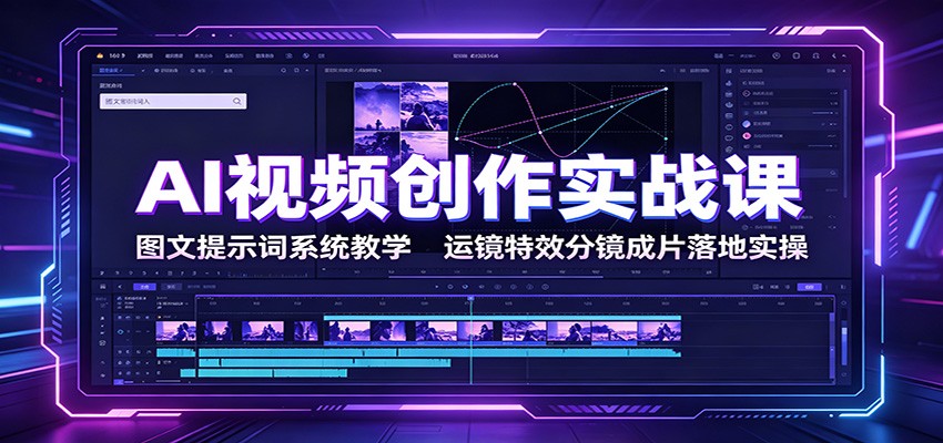 AI视频创作实战课：图文提示词系统教学，运镜特效分镜成片落地实操-福创网