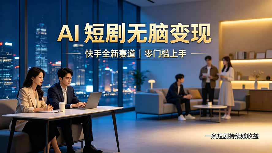 别乱找副业了，快手 AI 短剧零门槛长久被动增收-福创网