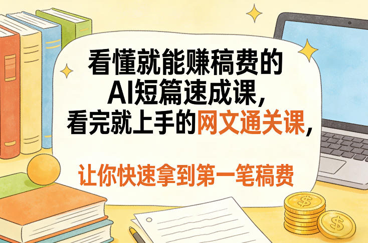 看懂就能賺稿费的AI短篇速成课，看完就上手的网文通关课，让你快速拿到第一笔稿费(更新8月)-福创网