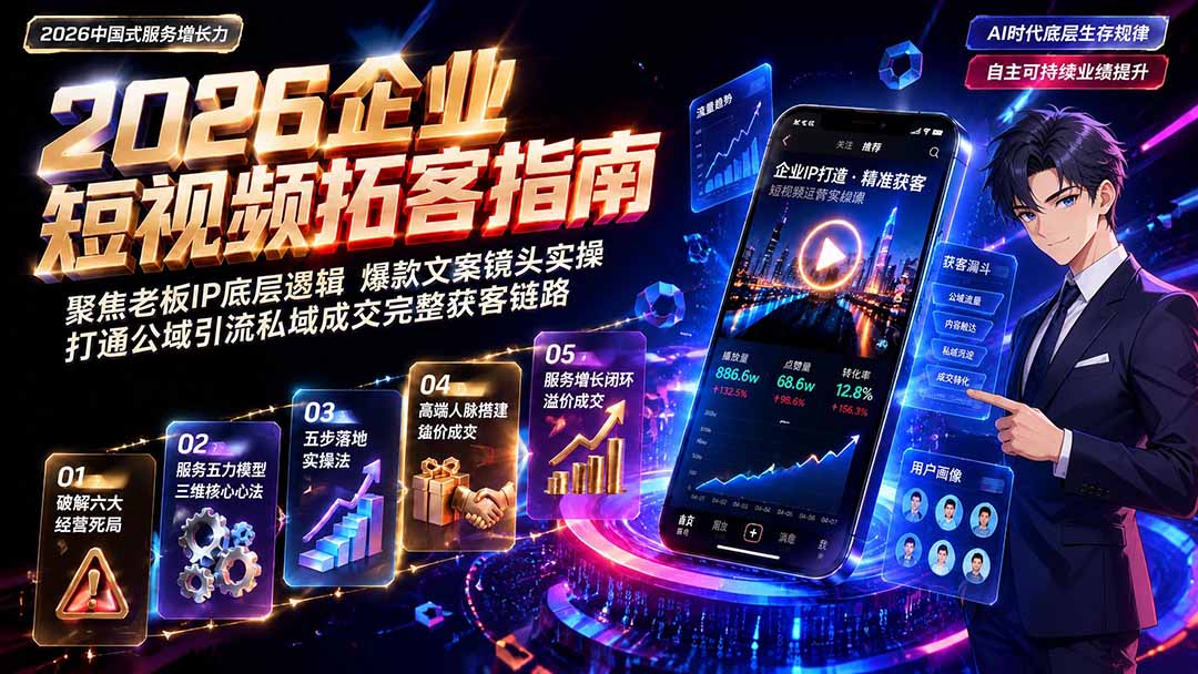 2026AI时代服务增长力实战课-无水印｜五力模型三维心法教学，破解门店客源流失低价内卷实现长效业绩增长-福创网