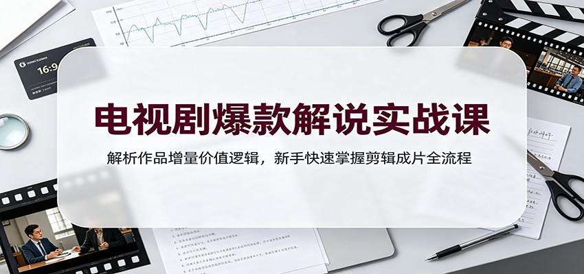 电视剧爆款解说实战课：解析作品增量价值逻辑，新手快速掌握剪辑成片全流程-福创网