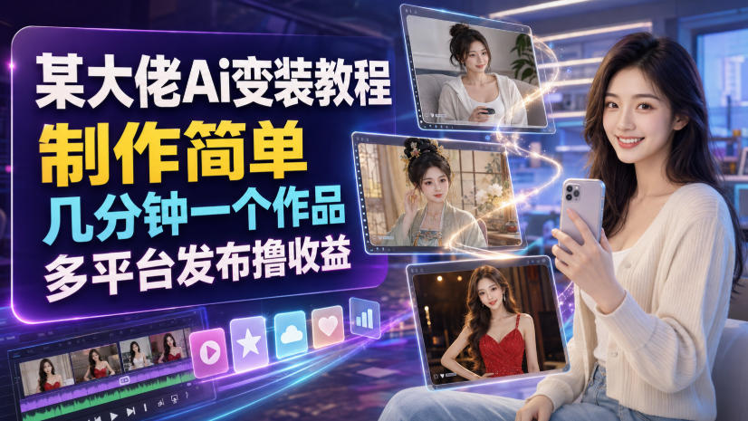 某大佬Ai变装教程，制作简单，几分钟一个作品，多平台发布撸收益-福创网
