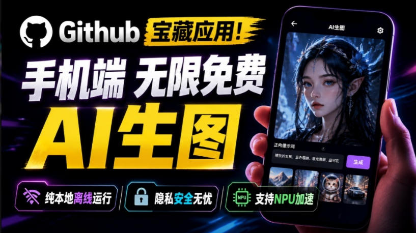 Github宝藏应用！手机端无限免费AI生图，纯本地离线运行，支持NPU加速斩获3.1k stars，local-dream-福创网