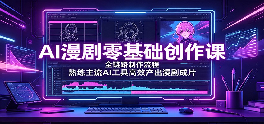 AI漫剧零基础创作课：全链路制作流程，熟练主流AI工具高效产出漫剧成片-福创网
