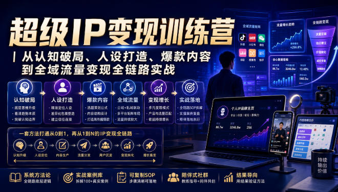 超级IP变现训练营｜从认知破局、人设打造、爆款内容到全域流量变现全链路实战-福创网