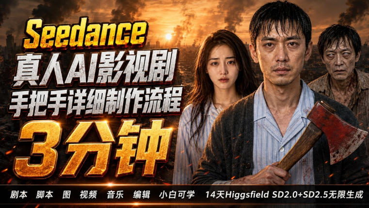3分钟真人AI影视剧怎么做？SD 2.0手把手完整制作流程｜Higgsfield 14天SD 2.0/2.5无限生成-福创网