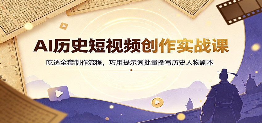 AI历史短视频创作实战课：吃透全套制作流程，巧用提示词批量撰写历史人物剧本-福创网