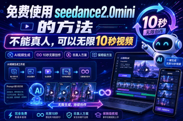 免费使用seedance2.0mini的方法，不能真人，可以无限10秒视频，9图+3音频参考 - 福创网