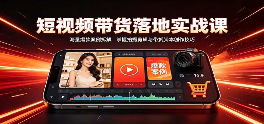 短视频带货落地实战课：海量爆款案例拆解，掌握拍摄剪辑与带货脚本创作技巧 - 福创网