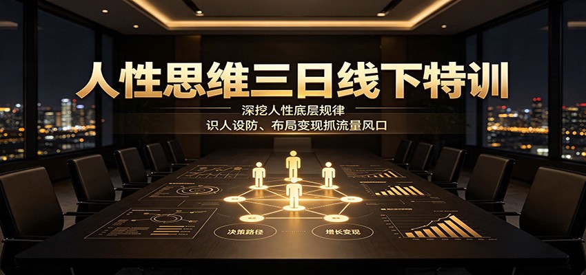 人性思维三日线下特训：深挖人性底层规律，识人设防、布局变现抓流量风口 - 福创网