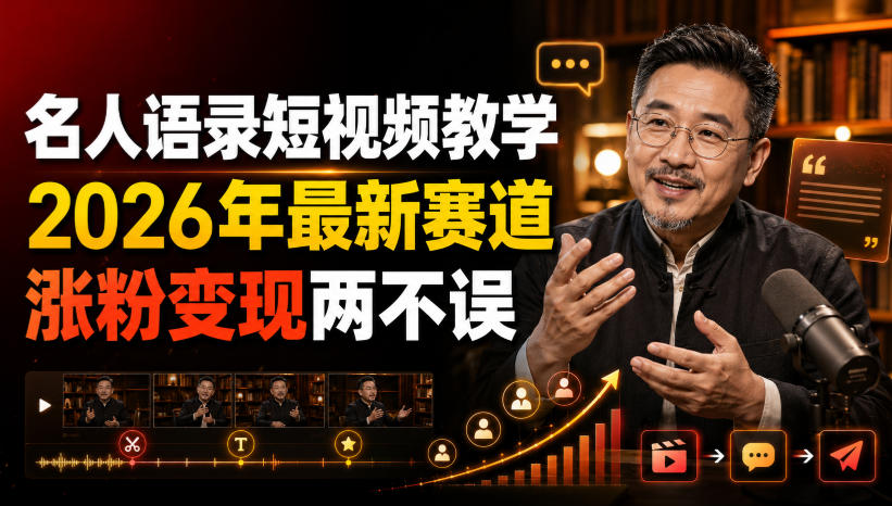 名人语录短视频教学，2026年最新赛道，涨粉变现两不误 - 福创网