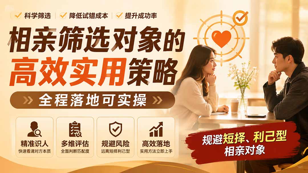 付费文章：相亲筛选对象的高效实用策略，全程落地可实操，规避短择、利己型相亲对象 - 福创网
